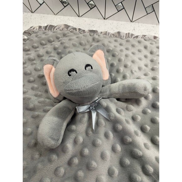 Pro Goleem Elephant Security Blanket Soft Baby Lovey Gray Plush Satin Textured - Picture 7 of 9